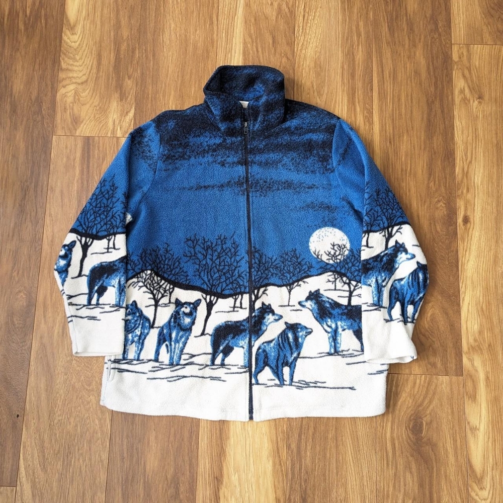 Funky Fluffy Wolf Polar Blue Fleece - Picture 1 of 3